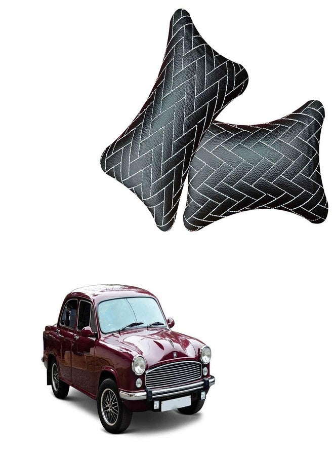 Adroitz Black Neck Rest Soft Cushion in Leatherette Material Zig-Zag Design for Car_3589 - Image 1